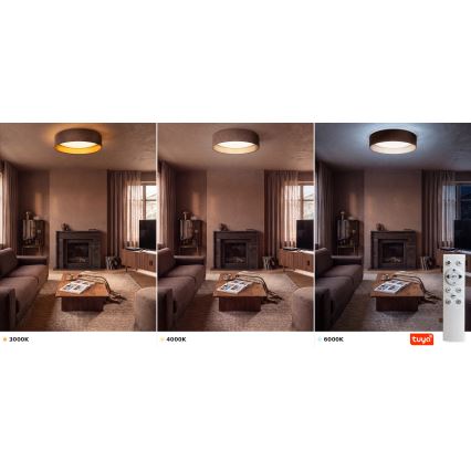 Brilagi - dimmbare LED-Deckenleuchte VELVET SMARTIX STARS LED/36W/230V 3000-6000K Ø 55 cm braun/gold Wi-Fi Tuya Beacon + Fernbedienung