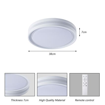 Brilagi - Dimmbare LED-Deckenleuchte KREON LED/54W/230V 3000-6000K weiß Ø 38 cm + Fernbedienung
