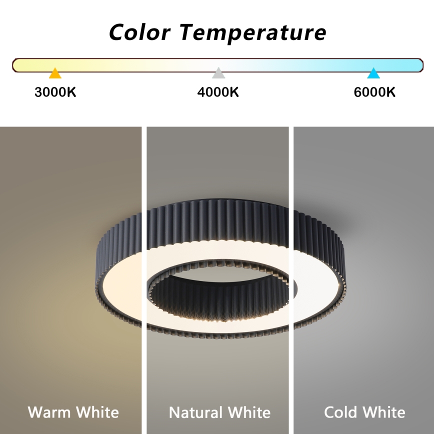 Brilagi - Dimmbare LED-Deckenleuchte LUMIX LED/48W/230V 3000–6000 K schwarz Ø 50 cm + Fernbedienung