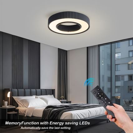 Brilagi - Dimmbare LED-Deckenleuchte LUMIX LED/48W/230V 3000–6000 K schwarz Ø 50 cm + Fernbedienung