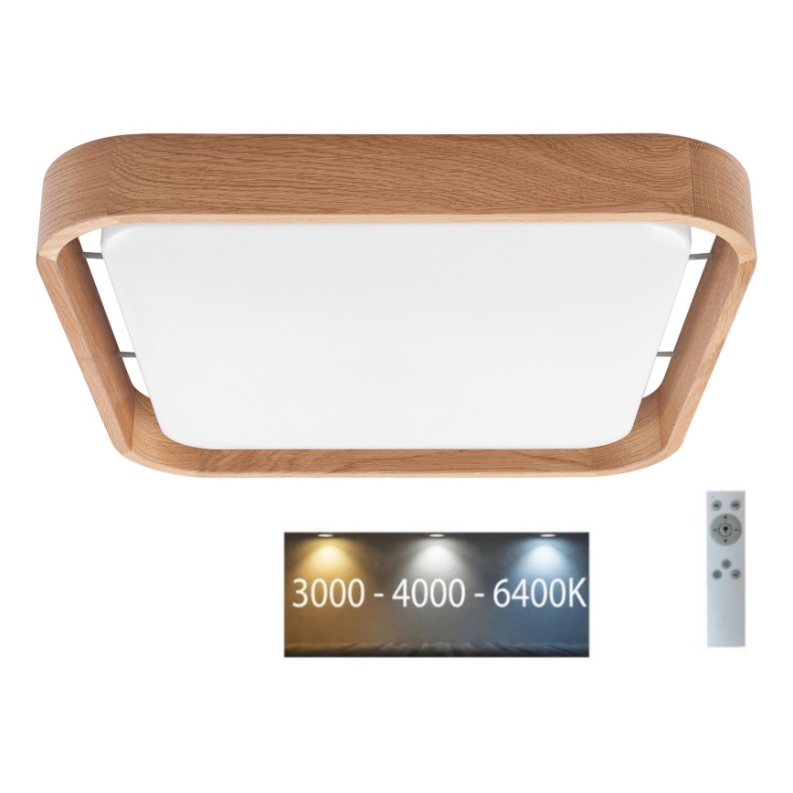 Brilagi - LED-dimmbare Deckenleuchte MANAROLA CUBIC LED/24W/230V 45x45 cm 3000-6500K Eiche + Fernbedienung