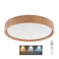 Brilagi - LED dimmbare Deckenleuchte MANAROLA LED/24W/230V 3000-6500K Eiche + Fernbedienung