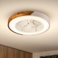 Brilagi - LED dimmbare Deckenleuchte mit Ventilator LED/30W/230V 3000-6500K Weiß/Eiche + Fernbedienung