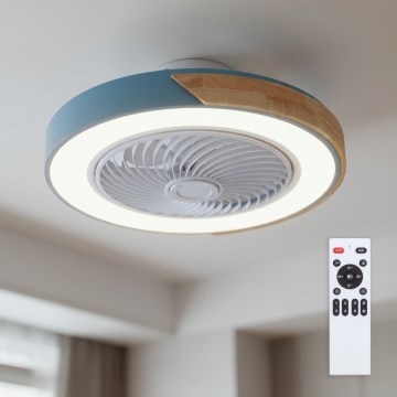 Brilagi - LED dimmbare Deckenleuchte mit Ventilator LED/38W/230V 3000-6500K 3000-6500K Ø 50 cm blau/Eiche + Fernbedienung