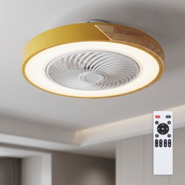 Brilagi - LED-dimmbare Deckenleuchte mit Ventilator LED/38W/230V 3000-6500K 3000-6500K Ø 50 cm Gold/Eiche + Fernbedienung