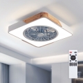 Brilagi - LED-dimmbare Deckenleuchte mit Ventilator LED/38W/230V 3000-6500K 50x50 cm weiß/Eiche + Fernbedienung