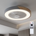 Brilagi - LED-dimmbare Deckenleuchte mit Ventilator LED/38W/230V 3000-6500K Ø 50 cm grau/Eiche + Fernbedienung