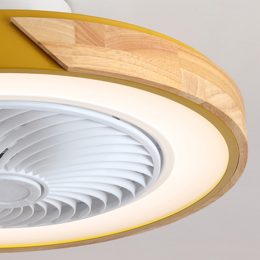 Brilagi - LED-dimmbare Deckenleuchte mit Ventilator LED/38W/230V 3000-6500K Ø 50 cm Gold/Eiche + Fernbedienung