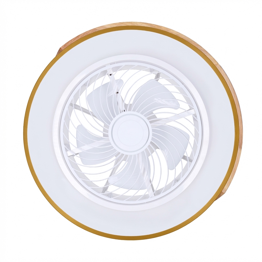 Brilagi - LED-dimmbare Deckenleuchte mit Ventilator LED/38W/230V 3000-6500K Ø 50 cm Gold/Eiche + Fernbedienung