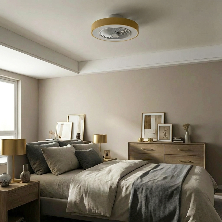 Brilagi - LED-dimmbare Deckenleuchte mit Ventilator LED/38W/230V 3000-6500K Ø 50 cm gold + Fernbedienung