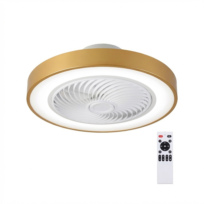 Brilagi - LED-dimmbare Deckenleuchte mit Ventilator LED/38W/230V 3000-6500K Ø 50 cm gold + Fernbedienung
