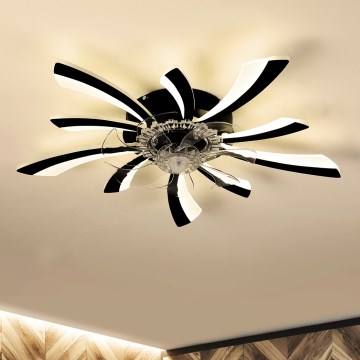 Brilagi - LED dimmbare Deckenleuchte mit Ventilator LED/50W/230V 3000-6500K Schwarz + Fernbedienung
