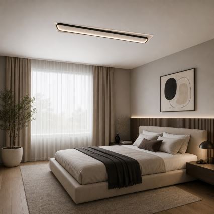 BRILAGI - Dimmbare LED-Deckenleuchte OUTLINE LED/90W/230V 3000-6000K 18x100 cm weiß/schwarz + Fernbedienung