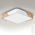 Brilagi - LED-dimmbare Deckenleuchte PILANA LED/48W/230V 3000-6500K Eiche/Weiß 42x42 cm + Fernbedienung