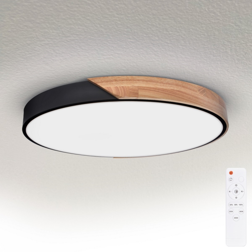 Brilagi - LED-dimmbare Deckenleuchte PILANA LED/60W/230V Eiche/Schwarz Ø 58,5 cm + Fernbedienung