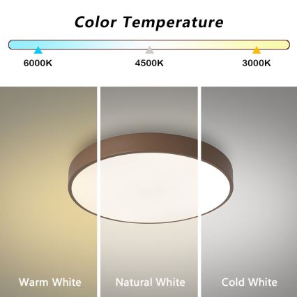 Brilagi - Dimmbare LED-Deckenleuchte POOL LED/36W/230V 3000-6000K Ø 30 cm Braun + Fernbedienung