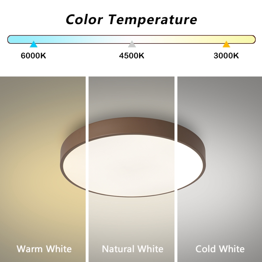 Brilagi - Dimmbare LED-Deckenleuchte POOL LED/36W/230V 3000-6000K Ø 30 cm Braun + Fernbedienung