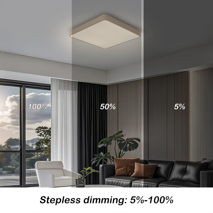 Brilagi - dimmbare LED-Deckenleuchte POOL LED/36W/230V 3000-6000K 40x40 cm beige + Fernbedienung