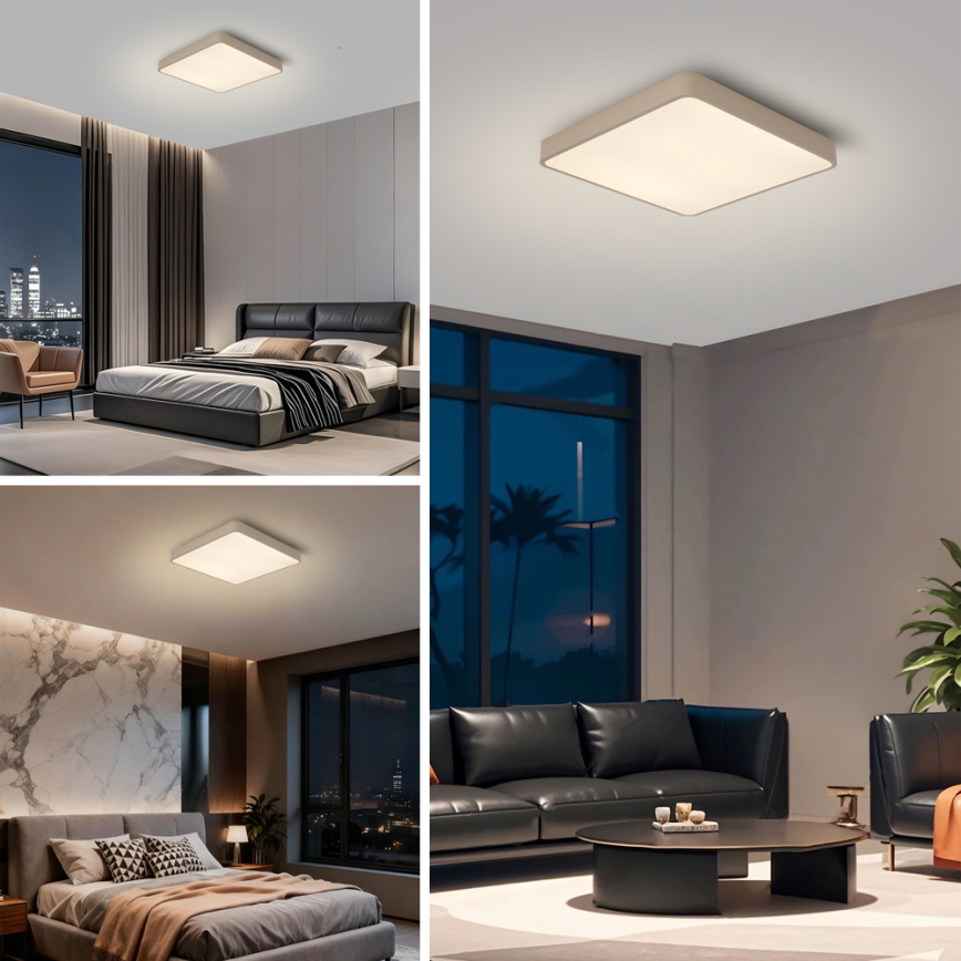 Brilagi - dimmbare LED-Deckenleuchte POOL LED/36W/230V 3000-6000K 40x40 cm beige + Fernbedienung