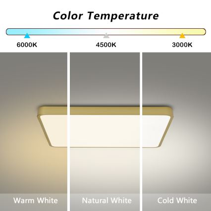 Brilagi - dimmbare LED-Deckenleuchte POOL LED/36W/230V 3000-6000K 40x40 cm goldfarben + mit Fernbedienung