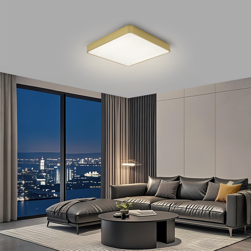 Brilagi - dimmbare LED-Deckenleuchte POOL LED/36W/230V 3000-6000K 40x40 cm goldfarben + mit Fernbedienung