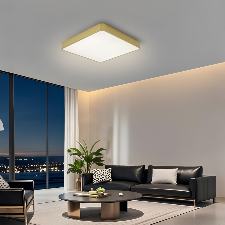 Brilagi - dimmbare LED-Deckenleuchte POOL LED/36W/230V 3000-6000K 40x40 cm goldfarben + mit Fernbedienung