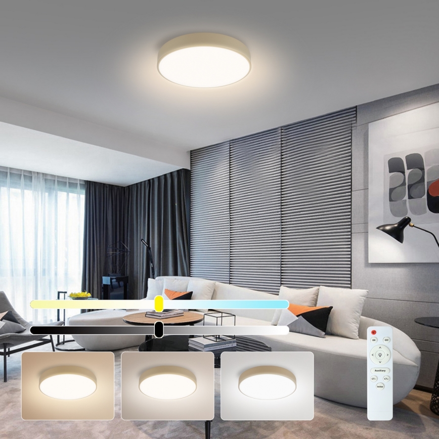 Brilagi - LED dimmbare Deckenleuchte POOL LED/36W/230V 3000-6000K Ø 30 cm beige + Fernbedienung