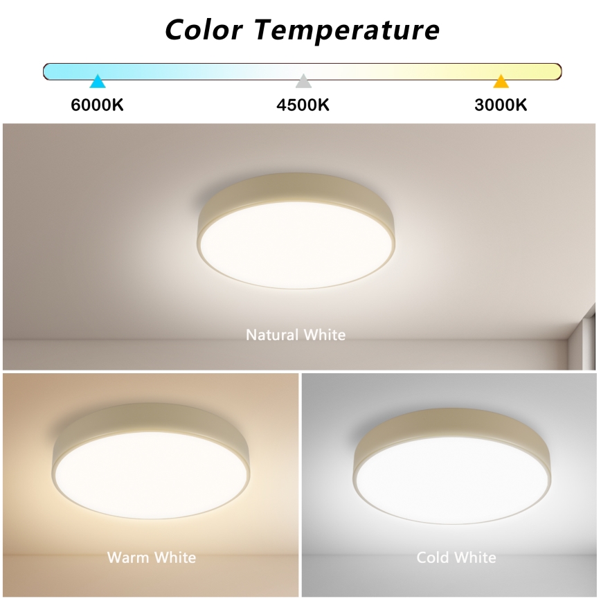 Brilagi - LED dimmbare Deckenleuchte POOL LED/36W/230V 3000-6000K Ø 30 cm beige + Fernbedienung