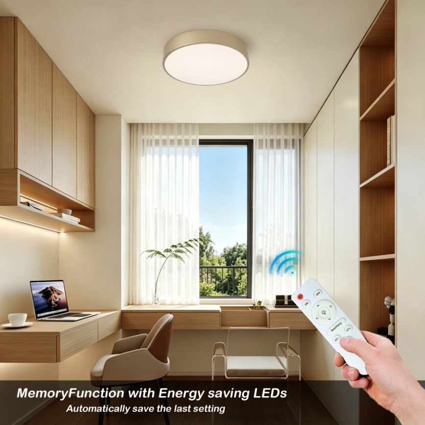 Brilagi - LED-dimmbar Deckenleuchte POOL LED/36W/230V 3000-6000K Ø 30 cm goldfarben + Fernbedienung