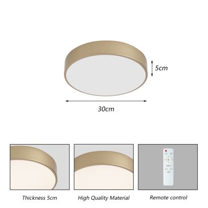 Brilagi - LED-dimmbar Deckenleuchte POOL LED/36W/230V 3000-6000K Ø 30 cm goldfarben + Fernbedienung
