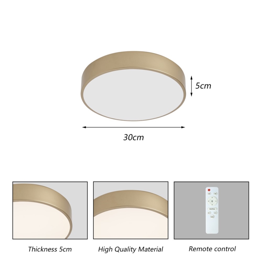 Brilagi - LED-dimmbar Deckenleuchte POOL LED/36W/230V 3000-6000K Ø 30 cm goldfarben + Fernbedienung
