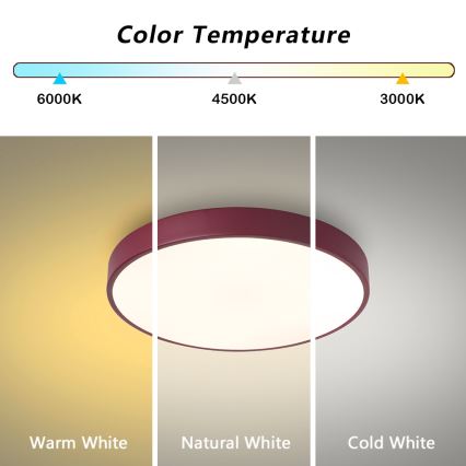 Brilagi - dimmbare LED-Deckenleuchte POOL LED/48W/230V 3000-6000K Ø 40 cm burgunderrot + Fernbedienung