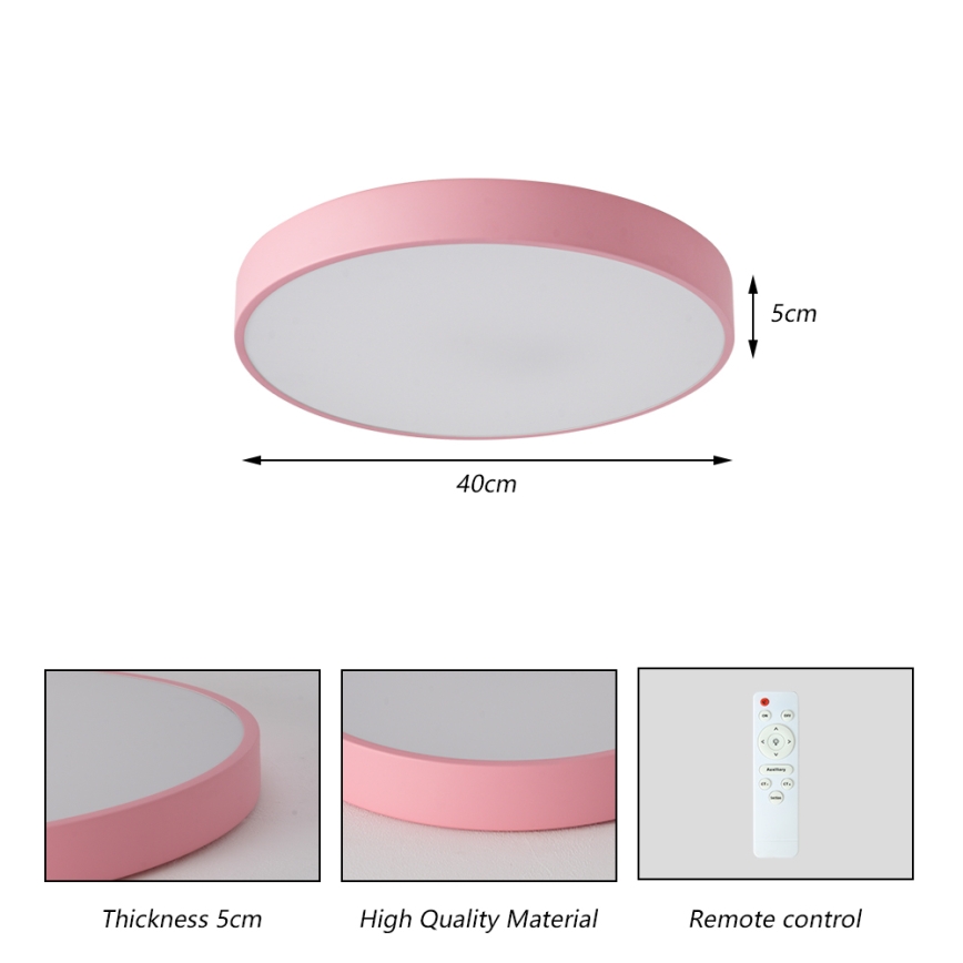 Brilagi - LED dimmbare Deckenleuchte POOL LED/48W/230V 3000-6000K Durchmesser 40 cm rosa + Fernbedienung