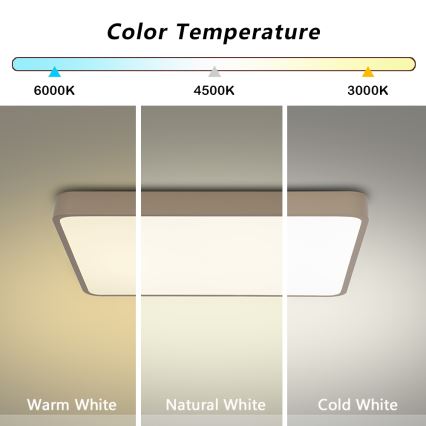 Brilagi - LED dimmbare Deckenleuchte POOL LED/48W/230V 3000-6000K 50x50 cm beige + Fernbedienung