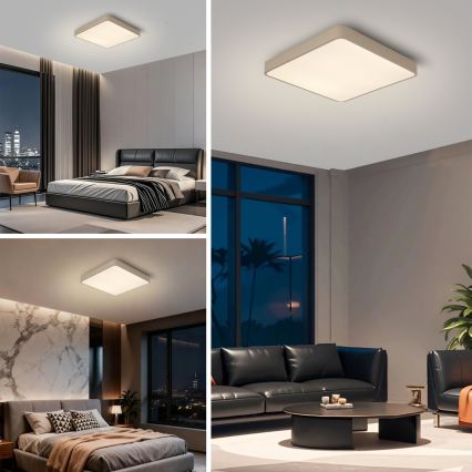 Brilagi - LED dimmbare Deckenleuchte POOL LED/48W/230V 3000-6000K 50x50 cm beige + Fernbedienung