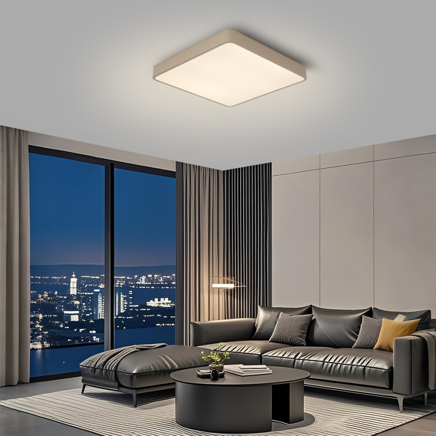 Brilagi - LED dimmbare Deckenleuchte POOL LED/48W/230V 3000-6000K 50x50 cm beige + Fernbedienung