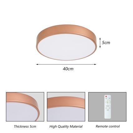 Brilagi - Dimmbare LED-Deckenleuchte POOL LED/48W/230V 3000–6000K ø 40 cm Bronze + Fernbedienung
