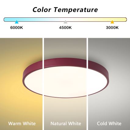 Brilagi - dimmbare Deckenleuchte POOL LED/60W/230V 3000-6000K Ø 50 cm burgunderrot + Fernbedienung