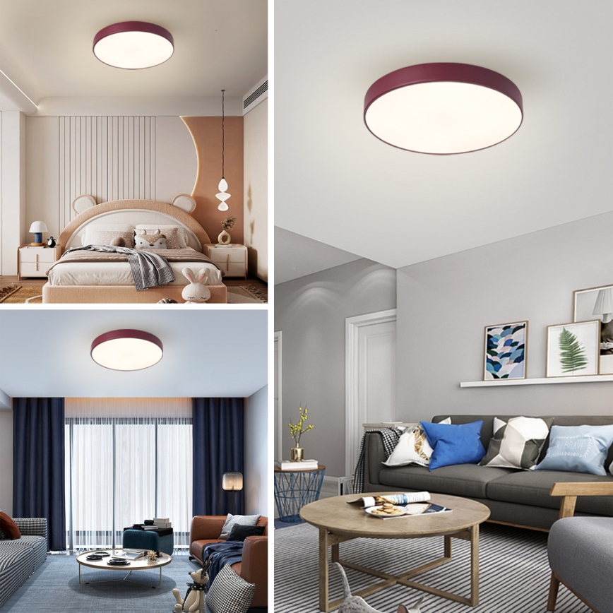 Brilagi - dimmbare Deckenleuchte POOL LED/60W/230V 3000-6000K Ø 50 cm burgunderrot + Fernbedienung