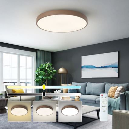 Brilagi - LED-dimmbare Deckenleuchte POOL LED/60W/230V 3000-6000K Ø 60 cm braun + Fernbedienung