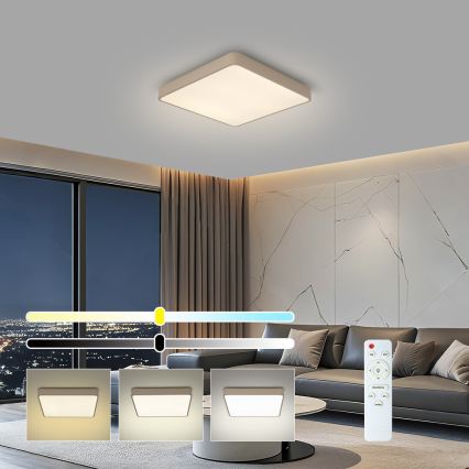 BRILAGI - dimmbare LED-Deckenleuchte POOL SQUARE LED/36W/230V 3000-6000K 40x40 cm beige + Fernbedienung