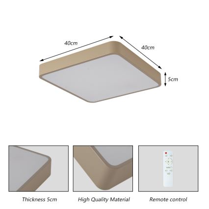 BRILAGI - dimmbare LED-Deckenleuchte POOL SQUARE LED/36W/230V 3000-6000K 40x40 cm beige + Fernbedienung