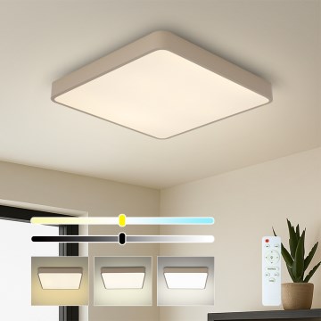 Brilagi - LED dimmbare Deckenleuchte POOL SQUARE LED/48W/230V 3000-6000K 50x50 cm beige + Fernbedienung