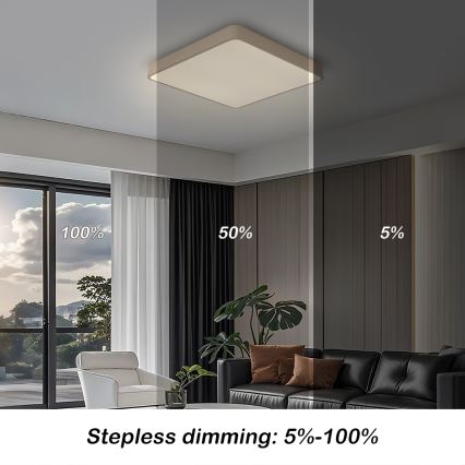 BRILAGI - LED dimmbare Deckenleuchte POOL SQUARE LED/48W/230V 3000-6000K 50x50 cm beige + Fernbedienung