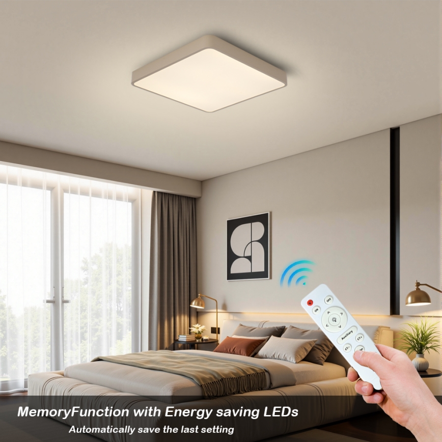 BRILAGI - LED dimmbare Deckenleuchte POOL SQUARE LED/48W/230V 3000-6000K 50x50 cm beige + Fernbedienung
