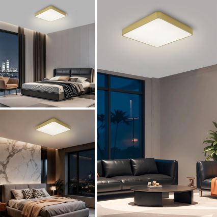 Brilagi - Dimmbare LED-Deckenleuchte POOL SQUARE LED/48W/230V 3000-6000K 50x50 cm goldfarben + Fernbedienung