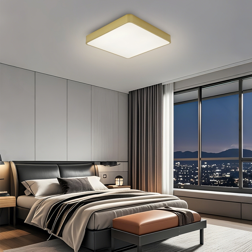 Brilagi - Dimmbare LED-Deckenleuchte POOL SQUARE LED/48W/230V 3000-6000K 50x50 cm goldfarben + Fernbedienung