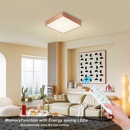 BRILAGI - LED-dimmbare Deckenleuchte POOL SQUARE LED/48W/230V 3000-6000K 50x50 cm kupferfarben + Fernbedienung
