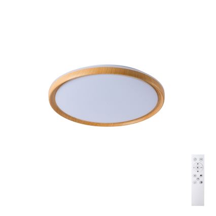 Brilagi - dimmbare LED-Deckenleuchte RIVO LED/72W/230V 3000–6000K Holzdekor Ø 50 cm + Fernbedienung