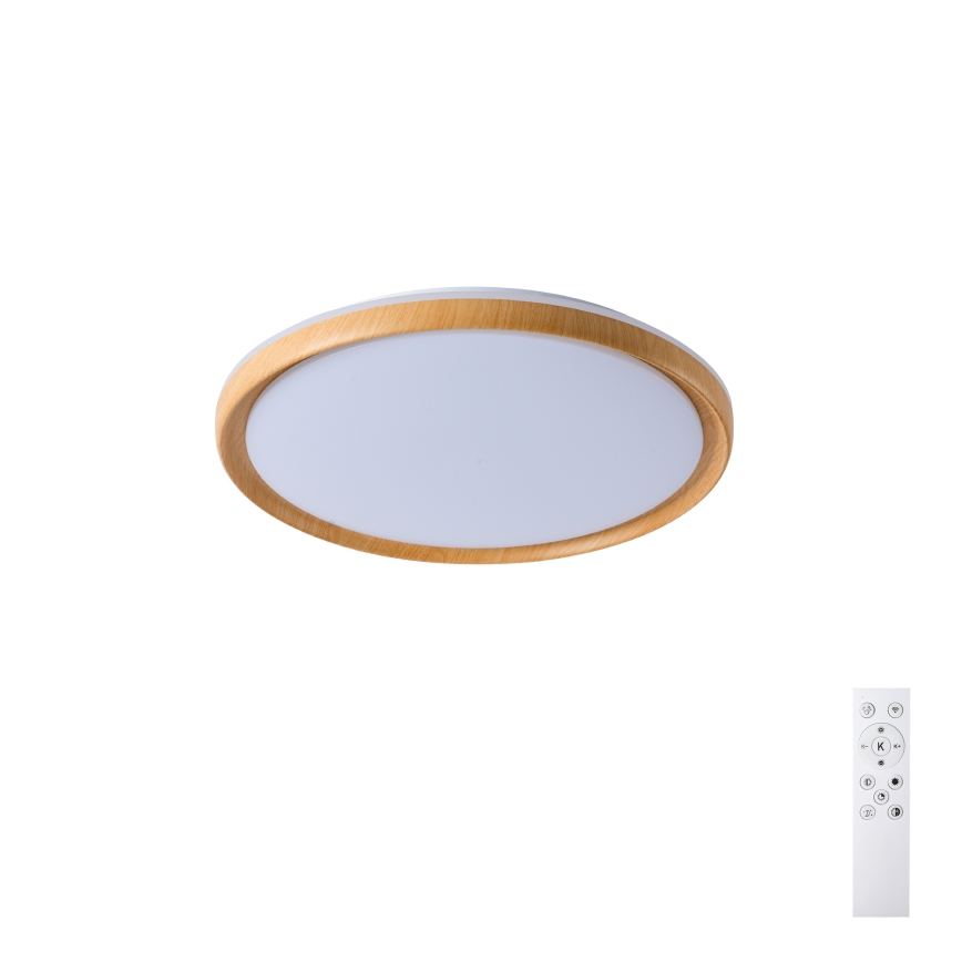 Brilagi - dimmbare LED-Deckenleuchte RIVO LED/72W/230V 3000–6000K Holzdekor Ø 50 cm + Fernbedienung